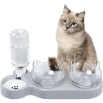 Gamelle pour chat, inclinable � 15� gamelle eau pour chat, gamelle chat automatique, mangeoirs et abreuvoirs ...