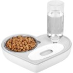 Gamelle chien & chat 2 - en - 1 avec distributeur d?eau automatique forme de c?ur - 500ml / 17oz bol ...