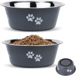 Gamelle chien inox (lot de 2, 2x860 ml, diamtre 18cm), gamelle eau croquette pour chien grand moyen ...