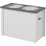 Pawhut - gamelle double chien - porte - gamelles surlev rangement 2 en 1 - tiroir, 2 gamelles - acier ...