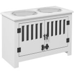 Gamelle sur�lev�e avec rangement, double bol inox 2l, pour grands chiens, blanc