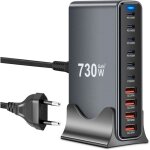 Gan iii chargeur usb c 730 w avec 10 ports, chargeur rapide usb gan iii avec 6 ports usb - c et 4 ports ...