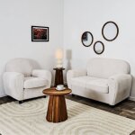 Altobuy - gandy - ensemble fauteuil et canapé club 2 places tissu velours côtelé beige Altobuy - gandy - ensemble fauteuil et canapé club 2 places tissu velours côtelé beige
