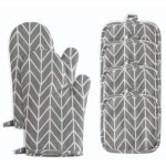 Gants de four, r�sistant � la chaleur gant four en coton, 1 paire gant cuisine coton avec 4 maniques ...