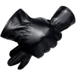 Gants d'hiver pour homme en peau de mouton, gants chauds pour �crans tactiles avec doublure en cachemire ...