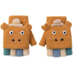 Gants d'hiver en laine tricot�e pour enfants holiberty, chauds et convertibles, sans doigts, avec moufles ...