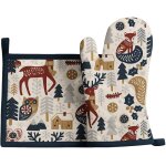 Gant et manique de cuisine 20 x 20 cm animaux d'hiver