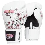 Gants de muay thai stormcloud blizzard sakura en cuir v�ritable blanc 12 oz