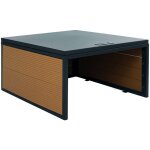 Garage pour robot tondeuse avec toit ? wpc et m�tal ? aspect ch�ne ? 35x60x70 cm 040006944