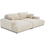 Lisa design - garance - canap droit 4 places double mridienne - assise profonde - en velours ctel ...