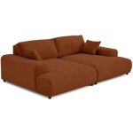 Lisa design - garance - canap droit 4 places double mridienne - assise profonde - en velours ctel ...
