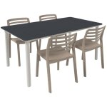 Garbar - noa160 - wind chaise - table int�rieur, ext�rieur set 4 + 1 anthracite - sable