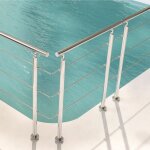 Garde - corps en inox 304 � 3 traverses ? longueur 200 cm ? fixation � plat pour terrasse ou escalier ...