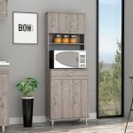 Garde - manger della en mlamine avec 5 tagres, 4 portes, espace pour micro - ondes et 1 tiroir avec ...