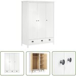 The living store - garde - robe  3 portes hill blanc 127x50x170 cm bois pin solide - garderobe - armoire ...