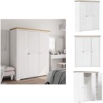 Garde - robe bodo blanc marron 146x53, 5x173 cm bois massif de pin - meuble de rangement - armoire - ...