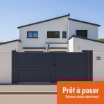 Gardenode - portail battant aluminium plein - largeur 3m - hauteur 1m75 ? gris anthracite - prêt à poser ... Gardenode - portail battant aluminium plein - largeur 3m - hauteur 1m75 ? gris anthracite - prêt à poser ...