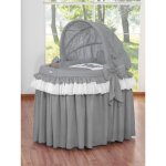 Garniture 4 pices pour couffin en osier avec capote pliable - petit prince anthracite