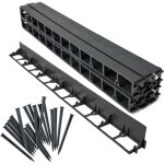 Garronda bordure de jardin 12 m, bordurette flexible plastique noir 7, 8 cm avec 50 piquets, d�limitation ...