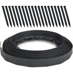 Garronda bordure rouleau flexible 10 m, hauteur 4 ?m, bordurette jardin plastique noir avec 20 piquets, ...