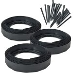 Garronda bordure rouleau flexible 30 m, hauteur 6 ?m, bordurette jardin plastique noir avec 60 piquets, ...