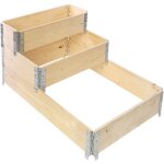 Garronda carr� potager sur�lev� en bois naturel ? set de 3 bacs potagers modulables pour jardin, plantes, ...