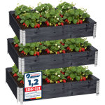 Garronda potager sur�lev� en bois naturel 120x80x20 cm pour jardin ? jardini�re rectangulaire 3 pi�cespour ...