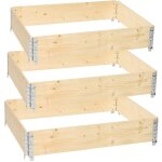 Garronda potager surlev en bois naturel 120x80x20 cm pour jardin ? jardinire rectangulaire 3 picespour ...