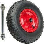 Garronda roue de brouette 4. 00 - 6 avec axe et roulements, pneumatique 2pr � 320�90 mm, jante acier ...