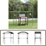 Gazebo bbq et tagres latrales anthracite 220x115x230cm acier - abri barbecue - gazebo barbecue - parasol ...