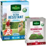 Gazon ultra rsistant - label rouge - 1 kg + soin regarnissage universel 2 en 1 - 500 g vilmorin