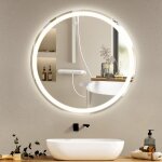 Miroir de salle de bain avec clairage - led rond 50 cm miroir mural de salle de bain avec interrupteur ...