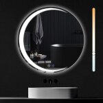 Miroir de salle de bain rond gbly avec �clairage - miroir mural rond de 50 cm led ip44 miroir de salle ...