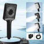 Gbly - pommeau de douche douchette noir carr� �conomie d'eau grande pression croissante, avec bouton ...