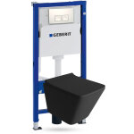 Geberit duofix basic support b�ti - support + lavita wc lago black suspendu noir sans bord + panneau ...