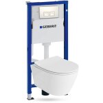 Geberit duofix basic support bti - support + lavita wc praia suspendu blanc sans bord + panneau de commande ...