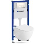 Geberit duofix basic support bti - support + lavita wc sinto suspendu blanc sans bord + panneau de commande ...