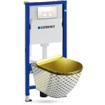 Geberit duofix basic support b�ti - support + lavita wc sofi slim checked gold suspendu sans bord + panneau ...