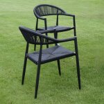 Gecko outdoor - fauteuils alu noir et corde tress�e noire casamance (lot de 2)