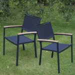Gecko outdoor - fauteuils alu et textil�ne noir casablanca (lot de 2)