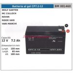 Gel batterie cp7. 2 - 12 wolf garten mc culloch rover rider divers 001460