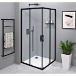Gelco - sigma simply black vitrine, carrée, 1000x1000 mm, entrée de coin, verre clair Gelco - sigma simply black vitrine, carrée, 1000x1000 mm, entrée de coin, verre clair