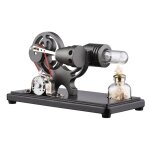 Générateur d'électricité à moteur stirling à air chaud, modèle avec volant en forme de dollar, led, base ... Générateur d'électricité à moteur stirling à air chaud, modèle avec volant en forme de dollar, led, base ...