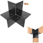 Connecteur d?angle pergola 121 x 121 mm rev�tement poudre noir ? �querre d?angle 3 voies pour abri et ...