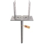 Support de poteau en u r�glable � sceller zingu� �lectrolytique 200 x 200 mm ? hauteur r�glable 0 � 160 ...