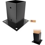 Gezu impex support poteau a visser rev�tement en poudre noir 121 x 121 mm pour bois pied platine cl�ture ...