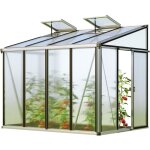 Gfp - serre adosse ella 34 - panneaux en polycarbonate d'env. 16 mm - 263x194 cm - aluminium
