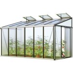 Gfp - serre adosse ella 36 - panneaux en polycarbonate d'env. 16 mm - 388x194 cm - aluminium