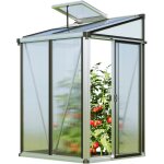 Gfp - serre adosse flora 22 - panneaux en polycarbonate d'env. 16 mm - 137x142 cm - aluminium
