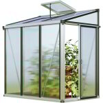 Gfp - serre adosse flora 23 - panneaux en polycarbonate d'env. 16 mm - 199x142 cm - aluminium